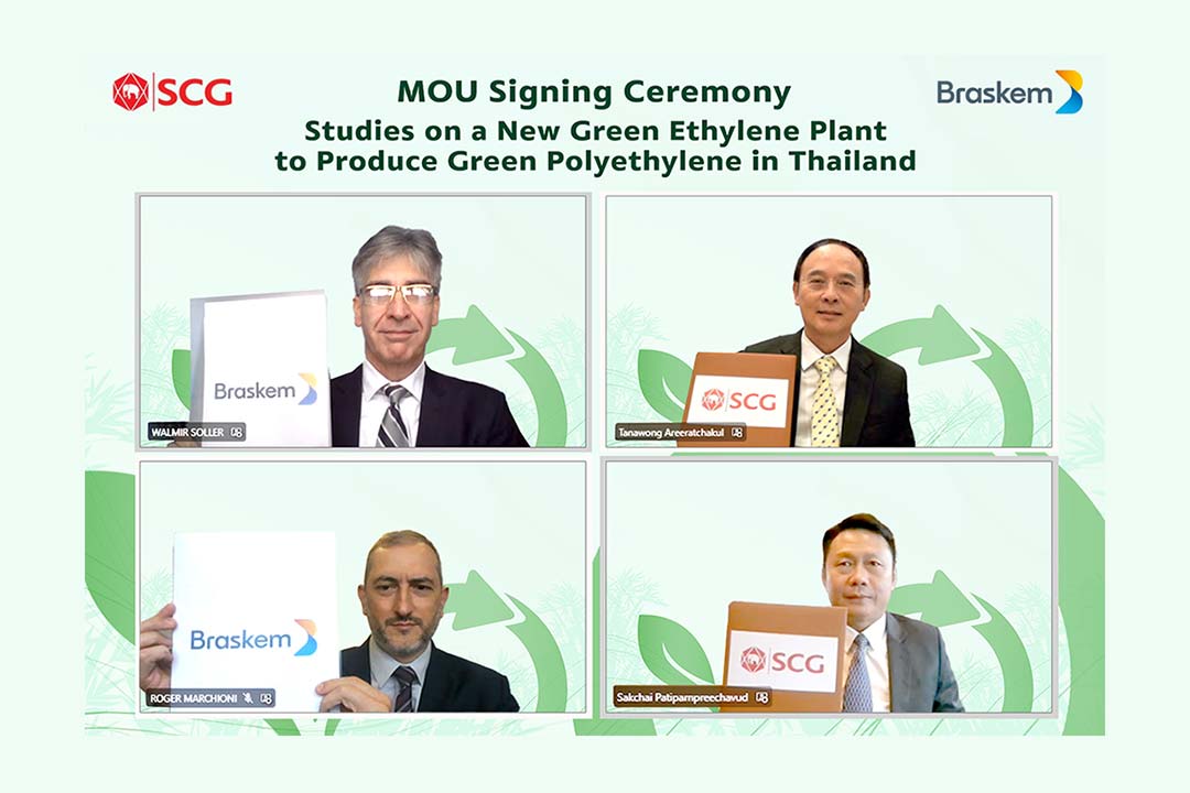 Braskem and SCG Chemicals to study joint investment into bio-based ethylene production for bio-based polyethylene in Thailand